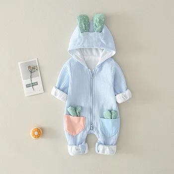 Newborn Baby Oblačila Zajček Otroške igralne obleke Bombaž Hooded iztrgana Onesies Moda za Malčke Kostum Fantje, Dekleta Obleke 0-2Y