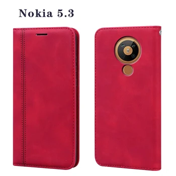 Nokia5.3 Stati Ohišje Za Nokia 5.3 Pokrovček Premium Usnja, Denarnice Primeru Telefon 6.55