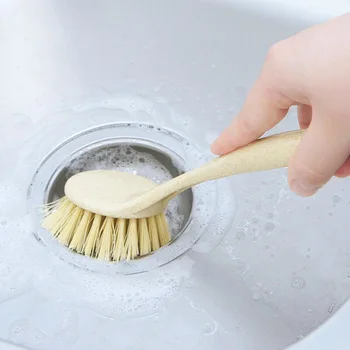 Non-stick ponev krtačo Multi-funkcijo dolg ročaj za čiščenje ščetko je treba umiti pomivalni krtačo Pšenične slame lahko