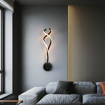 Nordijska led stenske svetilke notranje črno-bele stene lahka, preprosta umetnost v zaprtih prostorih doma dekor sodobne bedsid lučka za Kreativno modeliranje lučka