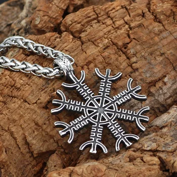 Nordijska viking odin simbol vegvisir amulet iz nerjavečega jekla, ogrlico, obesek