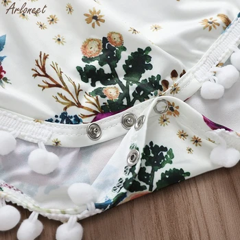 Nov Poletni Baby Girl Obleke Malčka Otrok Ogrlicom Prugasta Cvetlični Mozaik Princess Obleka, Otroška Oblačila, Jumpsuit