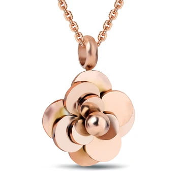 Nov Prihod Vroče moda, Rose Gold-Barva Nerjavnega Jekla žensk ogrlica camellia ogrlica cvet ogrlice Choker