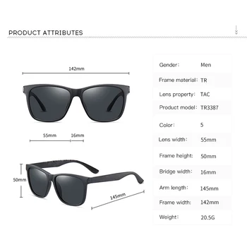Nov slog črna sončna očala Evropski in Ameriški kvadratni okvir polarizirana sončna očala moda moška sončna očala RZ0938