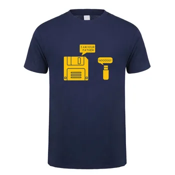 Nov USB Disketni jaz sem tvoj Oče Majica s kratkimi rokavi Moški Bombaža, Kratek Rokav Humor Disk T-shirt Priložnostne Camisetas Hombre Mans OS-020