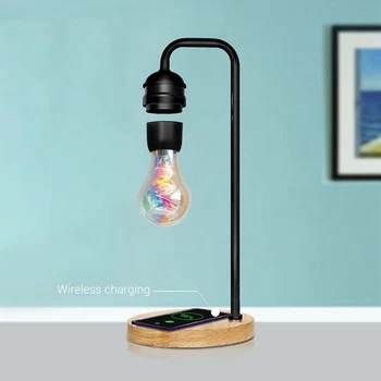 Nova Novost LED Magnetnega Lebdenja Žarnica Hover Plavajoči Mizi Svetilka Magic Black Tech Brezžični Polnilec za Telefon Božično Darilo