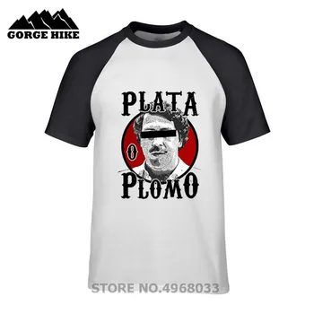 Nova Plata O Plomo Design Heavy Metal Stil Ustvarjalno Oblikovanje T-shirts camiseta Retro Pablo Escobar Srebro in Svinec Crewneck Jersey