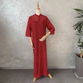 Nove Afriške Dashiki Čipke Dolgo Obleko Maxi 2021 Pomlad Jesen 3/4 Rokav Muslimanskih Modni Oblikovalec Haljo Abaya Obleke In Oblog