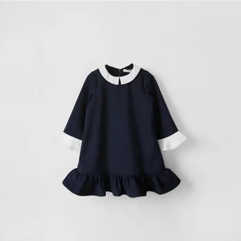 Novo 2019 Jeseni, Pozimi Dekleta Obleke za Otroke Bombaž Obleko Plus Žamet Otrok Princesa Obleko Baby Srčkan Obleko Ruffles,#5310