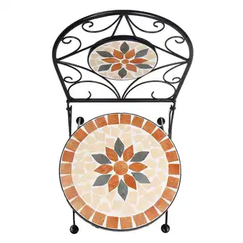 NOVO 3Pcs/Set vrtnega Pohištva, Jedilni Set Železa Cvetlični Vzorec Design Bistro Teras Nastavite Okrogle Mize in 2XFoldable Stoli