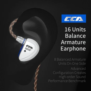 NOVO CCA C16 8BA enote v uho slušalke Kovinski HI-fi slušalke slušalke snemljiv slušalke z ločeno 2PIN Kabel c10 C04