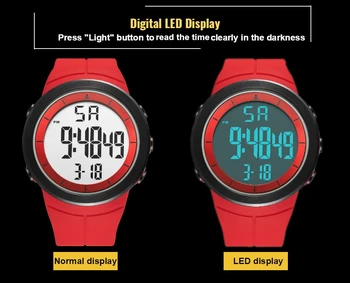 NOVO OHSEN Digitalni Vojaške Športne ročne Ure Moške Alarm 50M vodoodporna LED Luči Šok Rdeča Modni Ročne ure Relogio Masculino