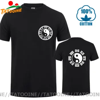 Novo Taiji Kitajskem Slogu Moških Priložnostne Vrh Tee Kung Fu Mojster Karate Sprednji in Nazaj Design T-shirt Tai Chi Tiskanja yin in yang Tshirt