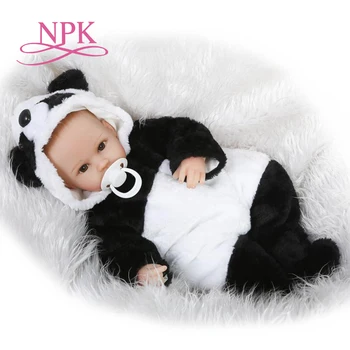 NPK veren prerojeni baby doll vinyl vinyl silikonski mehko pravi dotik 40 cm bombaž telo panda iztrgana lutka otroci Rojstni dan darila