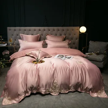 Odeja-Pokrov Luksuzni posteljnina določa Kraljica vezene posteljnina Čisto bombažno posteljno perilo set Posteljnine kraljica velikosti King size oprati svile