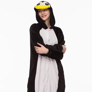 Odrasli Kigurumi Pingvin Pižamo Določa Sleepwear Pyjama Živali Obleko Cosplay Ženske Zimsko Oblačilo Srčkan Živali Pozimi Kostum