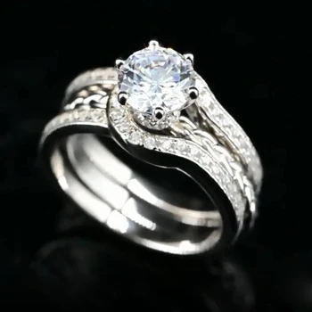 OEVAS 925 Sterling Srebrni Poročni Prstani Set Biser Visoko Kakovostnih Ogljikovih Diamant Udejstvovanje Stranka Fine Nakit Trgovini