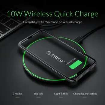 ORICO 10W Qi Brezžični Polnilnik za Polnjenje Pad USB Telefon Polnilnik za iPhone 11 Samsung Xiaomi Polnilnik