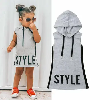 Otroci Baby Dekleta Obleke Poletje Otrok Pismo Obleko Priložnostne Stranka Sundress Hooded Obleko 1-6T