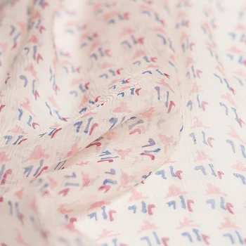 Pearlsilk Roza Majhnimi Cvetovi Natisnjeni Crinkle Šifon Svile Materialov Poletje Obleko DIY oblačila tkanine ping