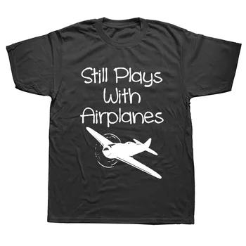 Piloti Življenje je Kratko Iti pod Poletje Slog, O-Vratu Kratek Rokav še Vedno Igra Z Letala Vintage T-Majica Bombaž Tees Črna