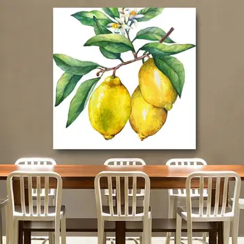 Platno Slike Za Kuhinjo Wall Art 1 Kos/Kos Limone Na Veji Sadje Slikarstvo Tiskanje Majhnih Sveže Plakat Doma Dekor Uokvirjena