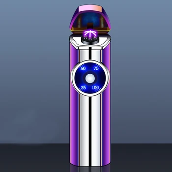 Plazma Lažji Windproof Šest Loka Lažji Plazme Brezplamensko za Polnjenje Električni Vžigalnik Power LED Zaslon Cigaret USB Lažji
