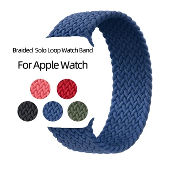 Pleteni Solo Zanke Traku Za Apple Watch band 44 mm 40 mm 38 mm 42mm Elastično Zapestnico Za iwatch Apple Gledati Serije 6 SE 5 4 3