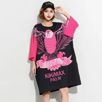 Plus Velikost Obleke Za Ženske do leta 2020 5XL korejski Poletje Letnik Živali Tiskanja Kratek Rokav Obleke Lady Velik obseg Priložnostne Obleko Vestidos