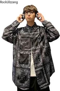 Plus Velikost Prevelik Dolg Rokav Ruta Letnik Boho Bluzo Hip Hop Ulične Korejski Rokavi Top Harajuku Havajih Tee Moški Japonski