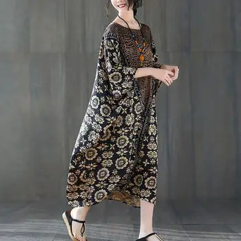 Plus Velikost Svile Satenasto Obleko Poletje 2020 Visoke Kakovosti Vintage Cvjetnim Tiskanja Obleke 4XL 5XL 6XL 7XL za Ženske Batwing Dolgo Obleko