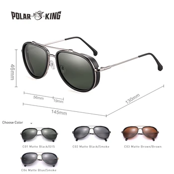 POLARKING blagovne Znamke Steam Punk Polarizirana Moških sončna Očala Gafas De Sol Moda za Moške Vožnje Kovinska sončna Očala za Ribolov Potovanja Očala