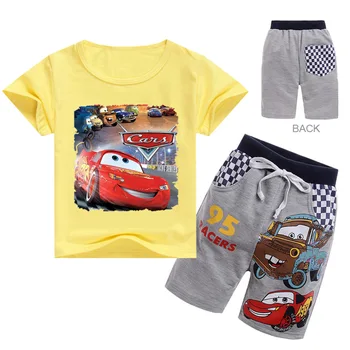 Poletje Baby Boy Oblačila Risanka Pixar Cars Strela McQueen, Tiskanje Fant Dekle Otrok Vrh Tee Kratek Rokav T Shirt+Kratka 2Pcs Set
