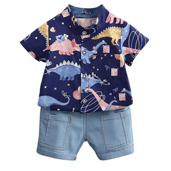 Poletje novih Oblačil, ki Določa fant Bombaž priložnostne otrok nositi Baby Fantje Obleko majica+ Hlače Hlače