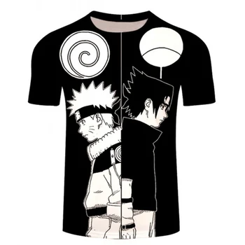 Poletje Nwe Moške In Ženske T-Shirt 3d Tiskanje otroških Risank Anime Naruto Uchiha O-Vratu, Kratka Sleeved Vrh
