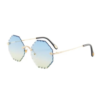 Poligon brez okvirja sončna očala za ženske do leta 2020 luksuzne blagovne znamke kovinsko retro sončna očala ženska ocean gradient leče očala ženski UV