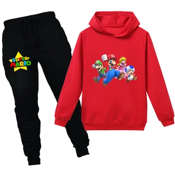 Pomlad Jesen Otroci Super Mario Risanka Šport Bombaž Long Sleeve Hooded Priložnostne Domači Fantje Dekleta otroška Oblačila Hoodies