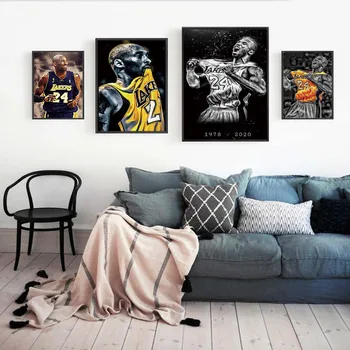 Poster Tiskanje Oljna slika legenda Kobe Bryant Dunks Wall Art, Košarka Zvezdicami Fotografij, platno za Šport Slike, Stenski Dekor