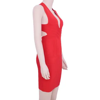 POVOJ Celebrity Red Povoj Obleke Odprite Hrbtni Ženske Butiki Povodcem Seksi Mini Bodycon Obleko Clubwear Stranka Vestidos