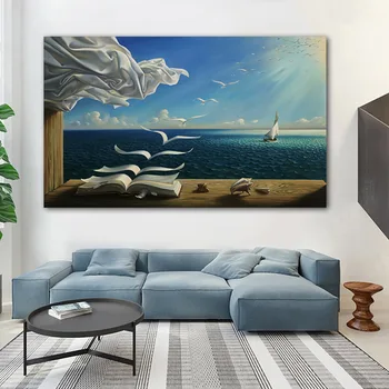 Povzetek Morskih Valov Knjiga Krajine Oljna slika na Platnu Plakatov in Fotografij Cuadros Wall Art Slike Za dnevno Sobo
