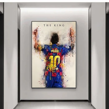 Povzetek Nogometni Star Kralj Messi Grafiti Umetnost Platno, Slikarsko, Plakati, Tiskanje Wall Art za Dnevni Sobi Doma Dekor (Brez Okvirja)