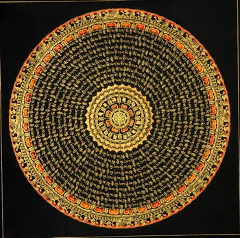 Prajna kroglice Črno besedilo diamond sutri šest besed mandala Nepal lama čisto ročno poslikano thangka slike