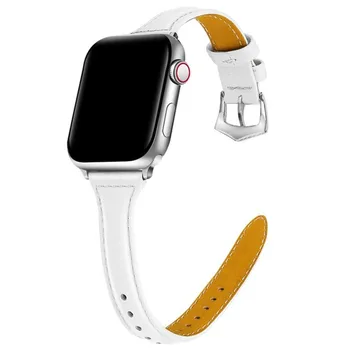 Pravega Usnja Trak za Apple Watch 4/5/SE/6 38 mm 40 mm Silm Band 42mm 44 gospa Usnjeno Zapestnico za iwatch Series 3 2 1 Pasu