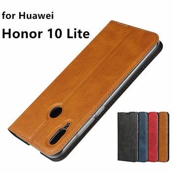 Premium Usnjena torbica za Huawei Honor 10 Lite Ultra-Tanek Pokrovček Primeru Magnetni adsorpcije Primeru + 1 Vrvica za opaljivanje tega
