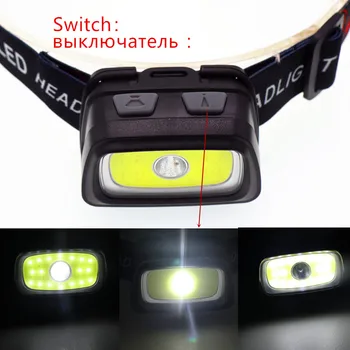 Prenosni Mini COB+XPE LED Žaromet Prostem Kampiranje Ribolov Žarometi Delo Svetilka Uporaba 3*AAA Baterije Glava Luči, Svetilka