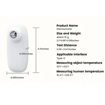 Prenosni Non-Touch Ir Čelo Termometer Mobilni Telefon, Mini Digitalni Termometer za Android Tip C Pametne telefone z App