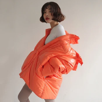 Prevelik Trdna Zimskih Oblačil Žensk Bombažno Jakno Moda Candy Barve Hooded Parkas 2020 Zadrgo Debele Topel Plašč Mujeres Abrigos