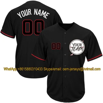 Prilagodite Black Baseball Jersey Vezeni Šiv Vaša Ekipa Logotip, Ime, Številko Koli Slog, Barva Softball Enotno Moški Ženske T-Shirt