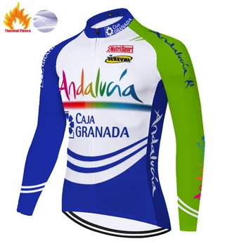 Pro team ANDALUCIA maillot ciclismo hombre ekipe Zimske Termalne toplo Runo kolo jersey dihanje kolesarski dres z dolgimi rokavi