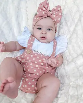 Pudcoco Newborn Baby Girl Obleke Polka Dot Tiskanja Ruffle brez Rokavov Backless Romper Jumpsuit Glavo 2Pcs Obleke Sunsuit
